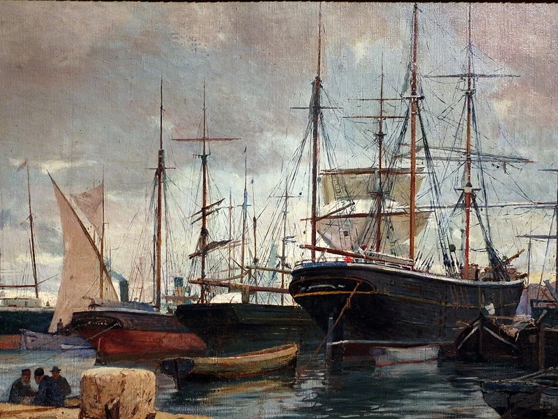 1866-Guglielmo Micheli - Porto di Livorno, o nel porto, 1895